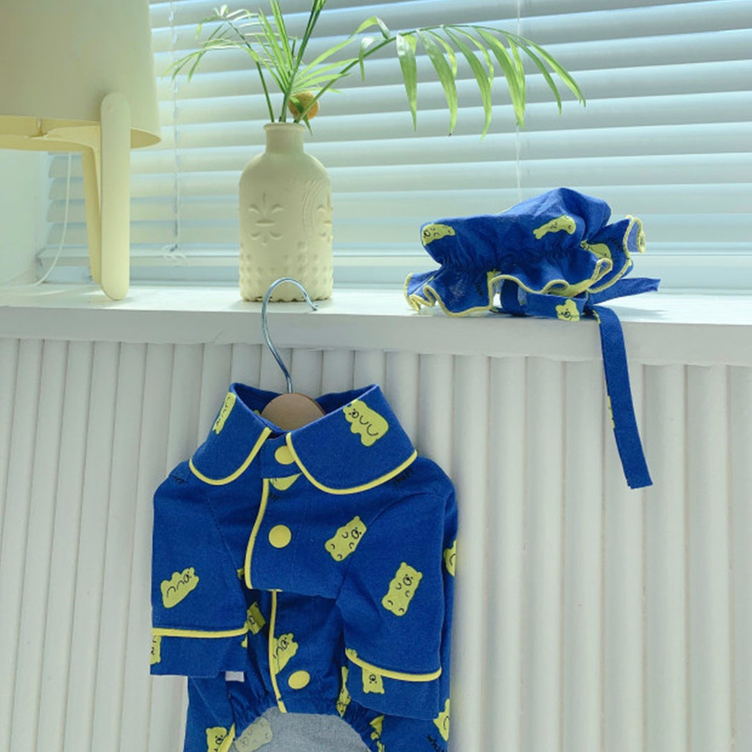 Korean Spring Cute Candy Bear Hat Pajama Set for Pets