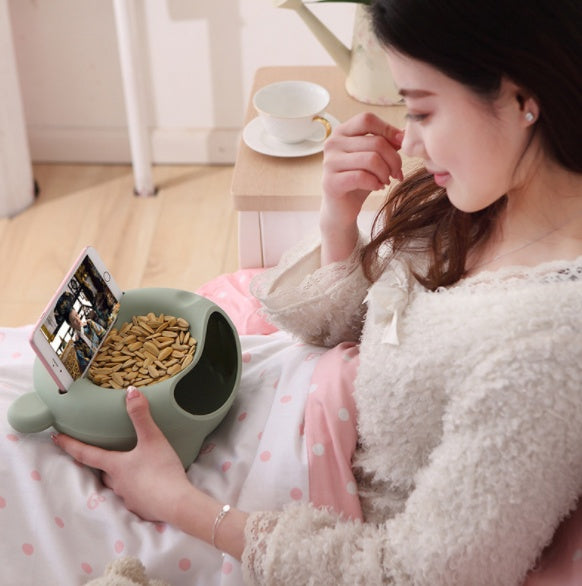 Multifunction Snack Bowl with Phone Holder