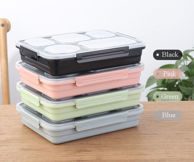 304 Stainless Steel Airtight Lunch Box Portable Sub-compartment Spill-proof Dinner Plate Adult Children 4 Compartment 5 Compartment Lunch Box