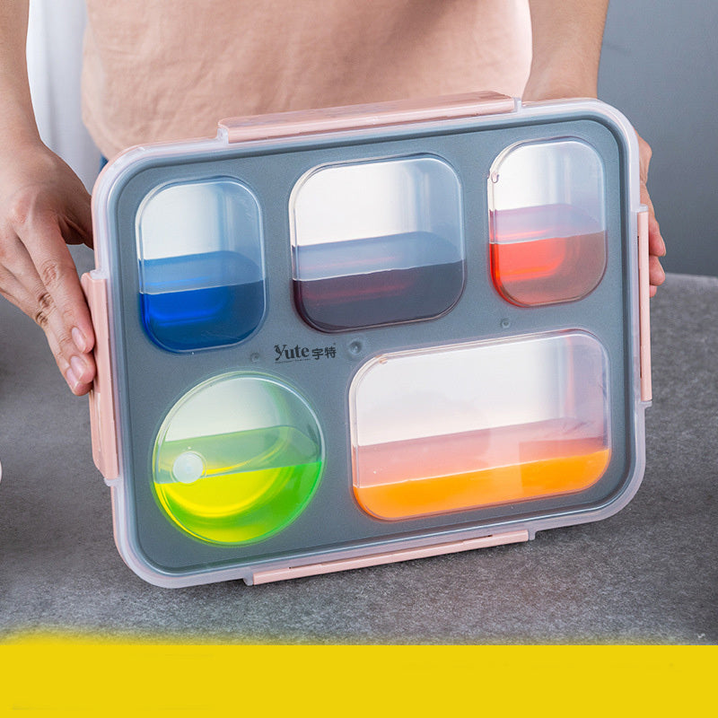 304 Stainless Steel Airtight Lunch Box Portable Sub-compartment Spill-proof Dinner Plate Adult Children 4 Compartment 5 Compartment Lunch Box