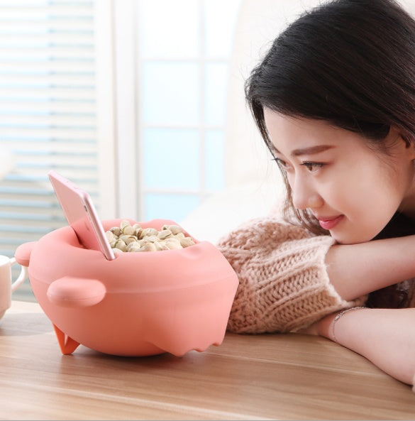 Multifunction Snack Bowl with Phone Holder