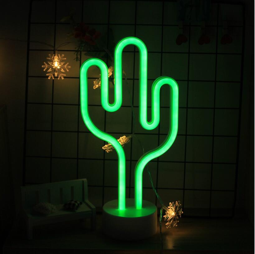 Creative LED Sticker Rainbow, Flamingo, Pentagram & Cactus Shaped