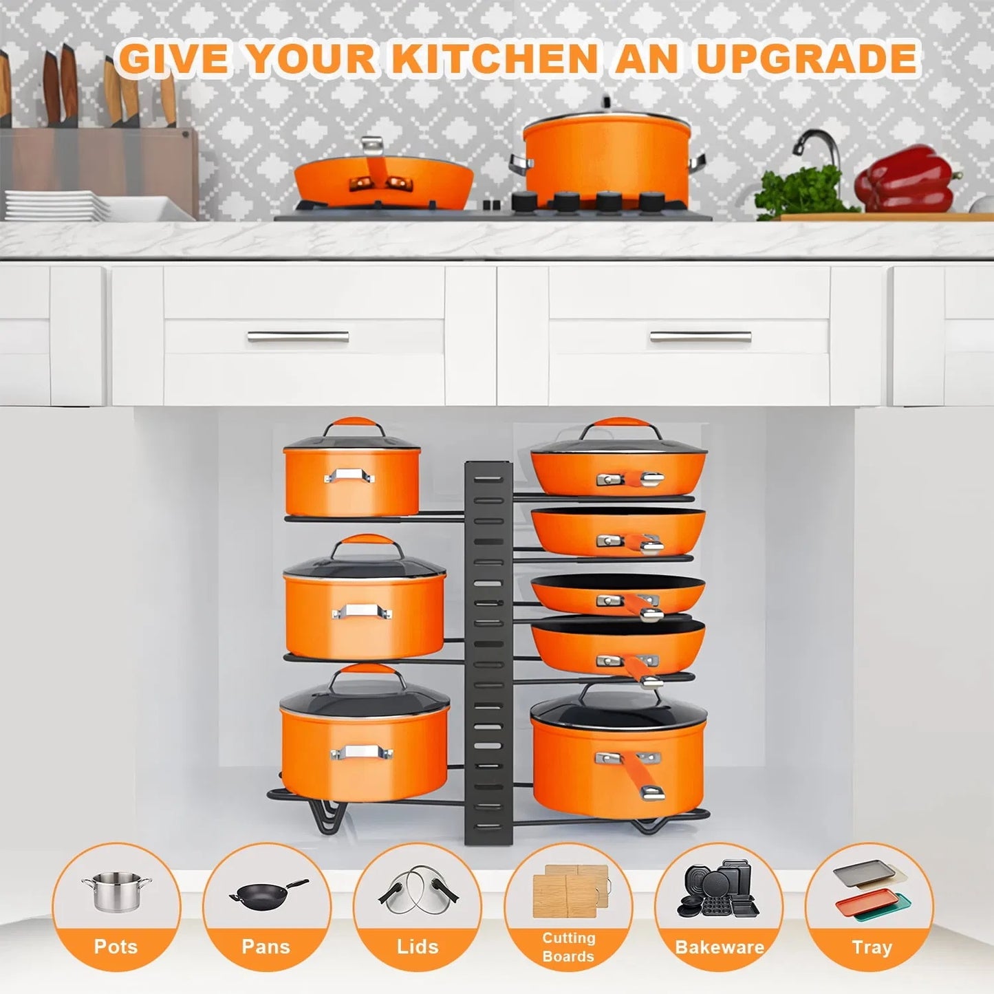 Pot Organizer Rack 8 Tiers Pots And Pans Organizer