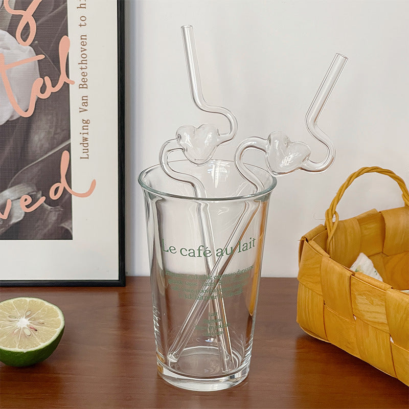 Love Heart Glass Straw For Cocktails | Bar Accessories | Kitchen Gadgets