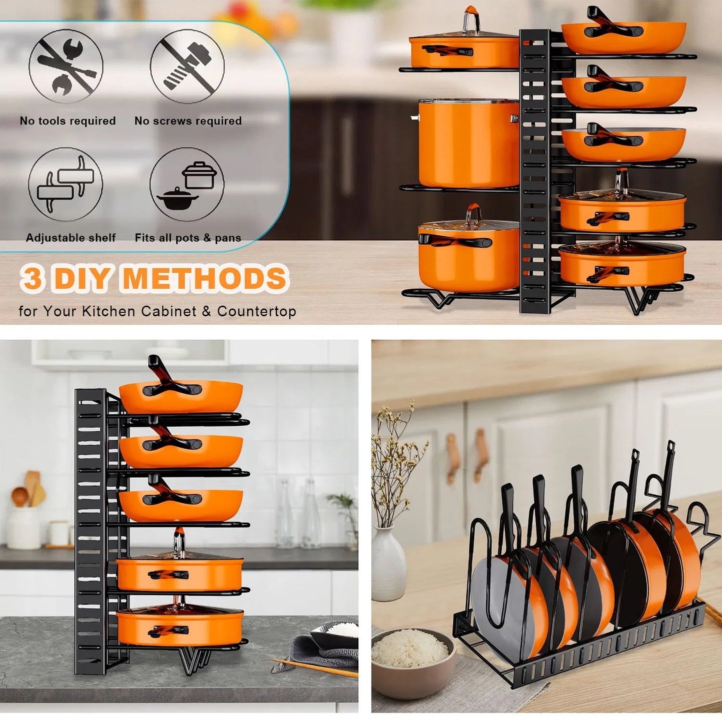 Pot Organizer Rack 8 Tiers Pots And Pans Organizer