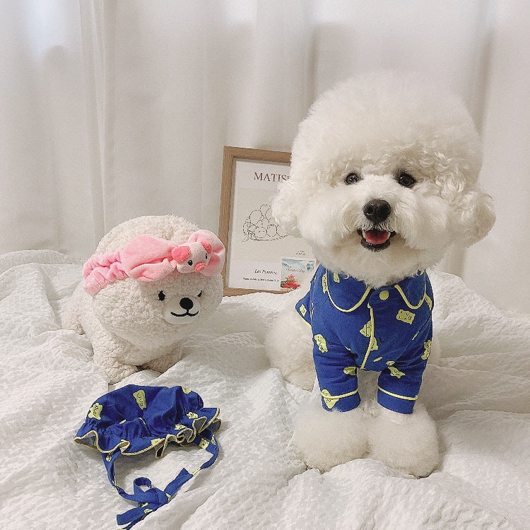 Korean Spring Cute Candy Bear Hat Pajama Set for Pets