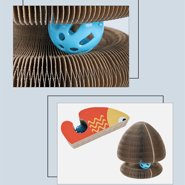 Magic Organ Foldable Cat Scratch Board Toy With Bell