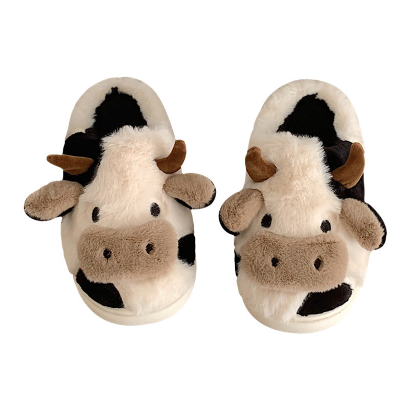 Cute Cow Animal Slipper For Women | Kawaii Soft Fluffy Winter Warm Slippers