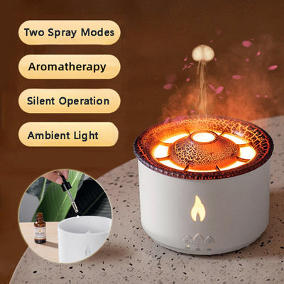 New Creative Ultrasonic 6Oil Humidifier Volcano Aromatherapy Machine Spray Jellyfish Air Flame Humidifier Diffuser