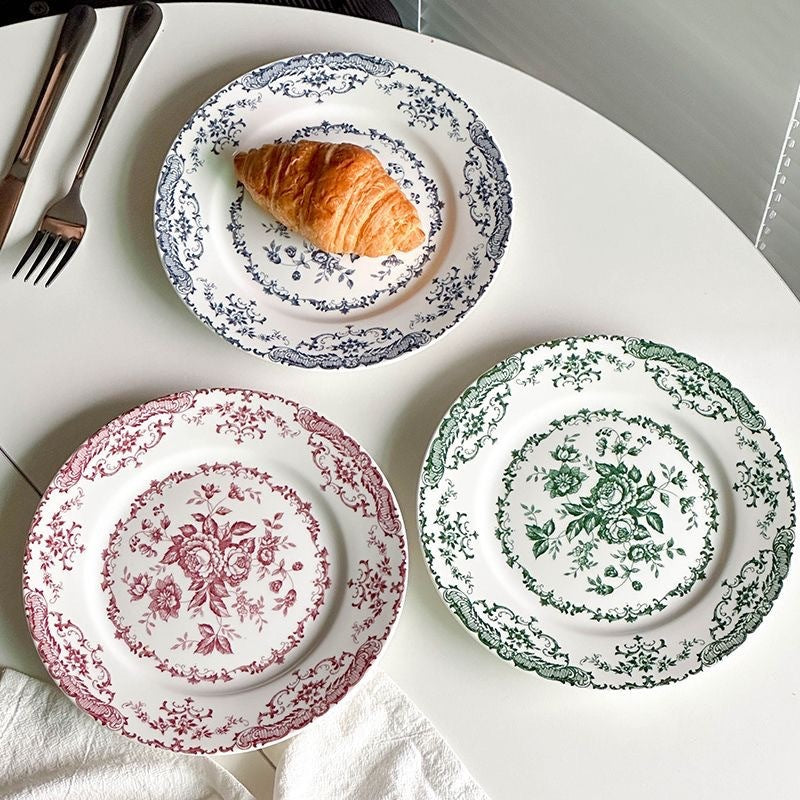 Vintage Floral Ceramic Dinner Plate for Elegant Dining & Serving