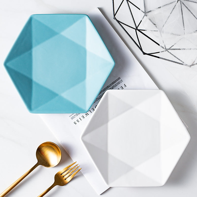 Nordic Style Hexagon Ceramic Plate Dinner Plates