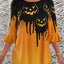 Halloween Pumpkin Print Flared Sleeve Crew Neck T Shirt