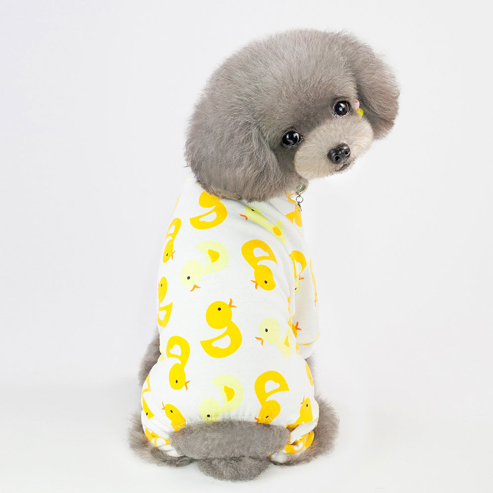 Pet Four-Legged Cotton Home Clothes| Dog Pajamas Cartoon Fruit Pattern