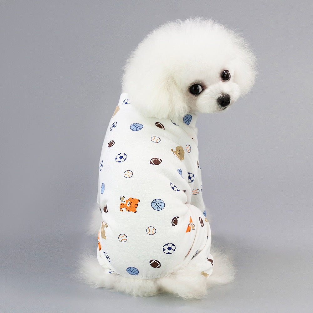 Pet Four-Legged Cotton Home Clothes| Dog Pajamas Cartoon Fruit Pattern