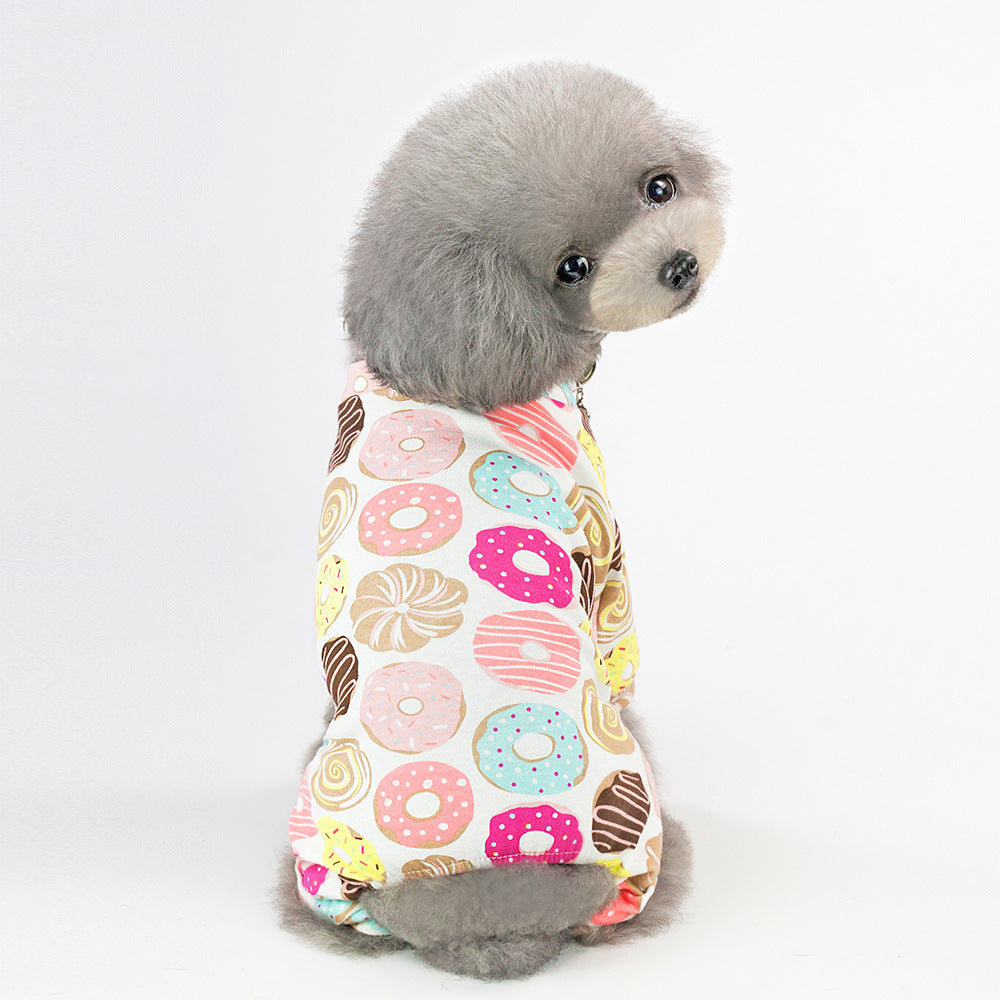 Pet Four-Legged Cotton Home Clothes| Dog Pajamas Cartoon Fruit Pattern