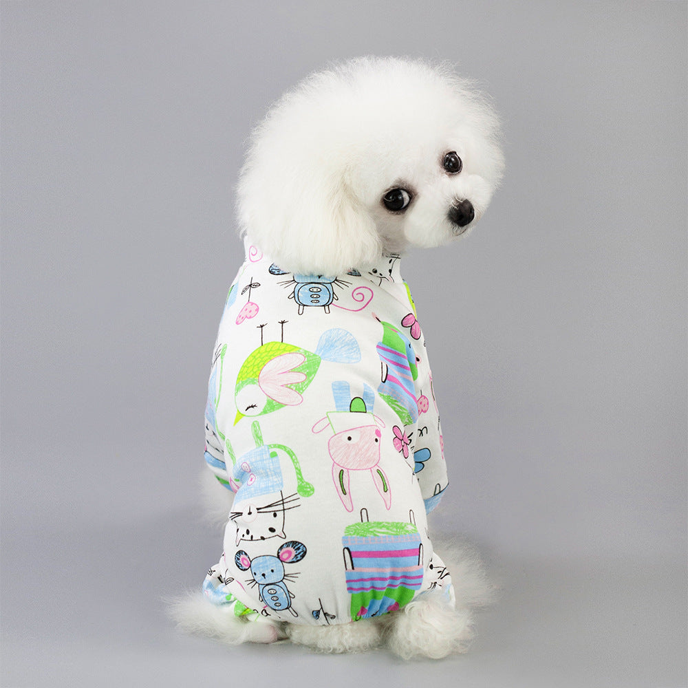 Pet Four-Legged Cotton Home Clothes| Dog Pajamas Cartoon Fruit Pattern