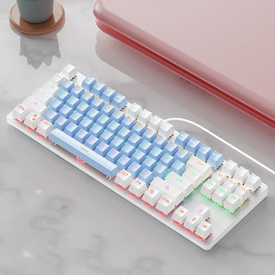 Cute Mechanical Keyboard with Colorful Backlighting in Pink & Blue Color