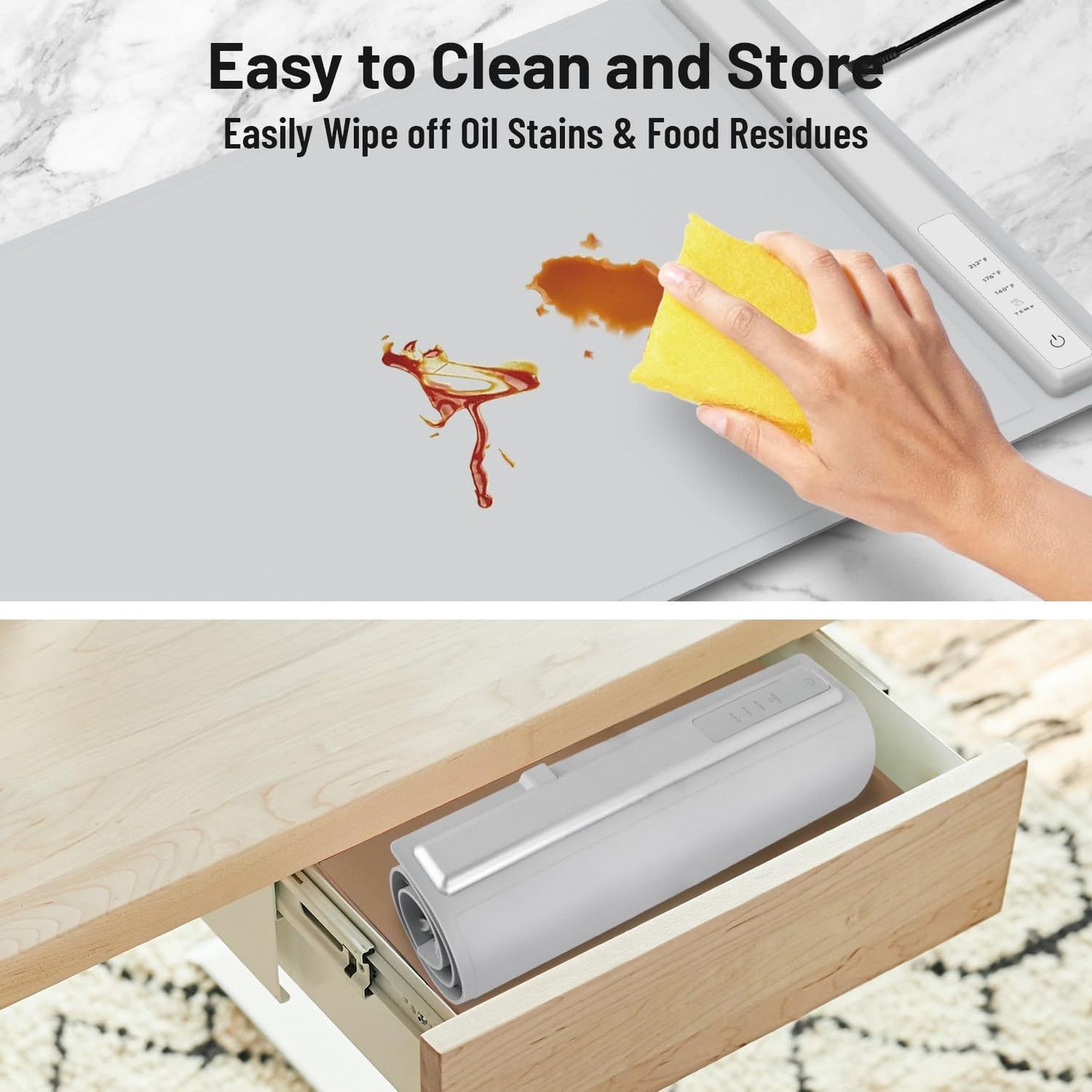 Food Warming Mat, Electric Warming Tray For Food, Foldable Warming Mat For Buffets Party And Daily Use, Silicone Heating Pad With 3 Temp Settings