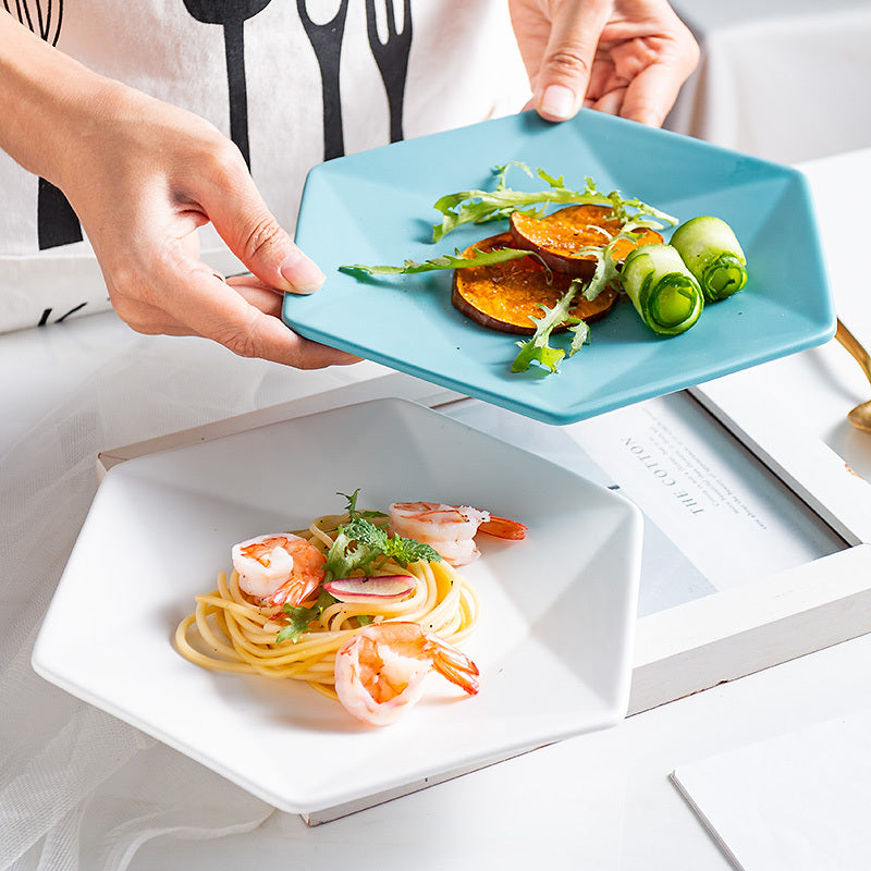 Nordic Style Hexagon Ceramic Plate Dinner Plates