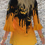 Halloween Pumpkin Print Flared Sleeve Crew Neck T Shirt