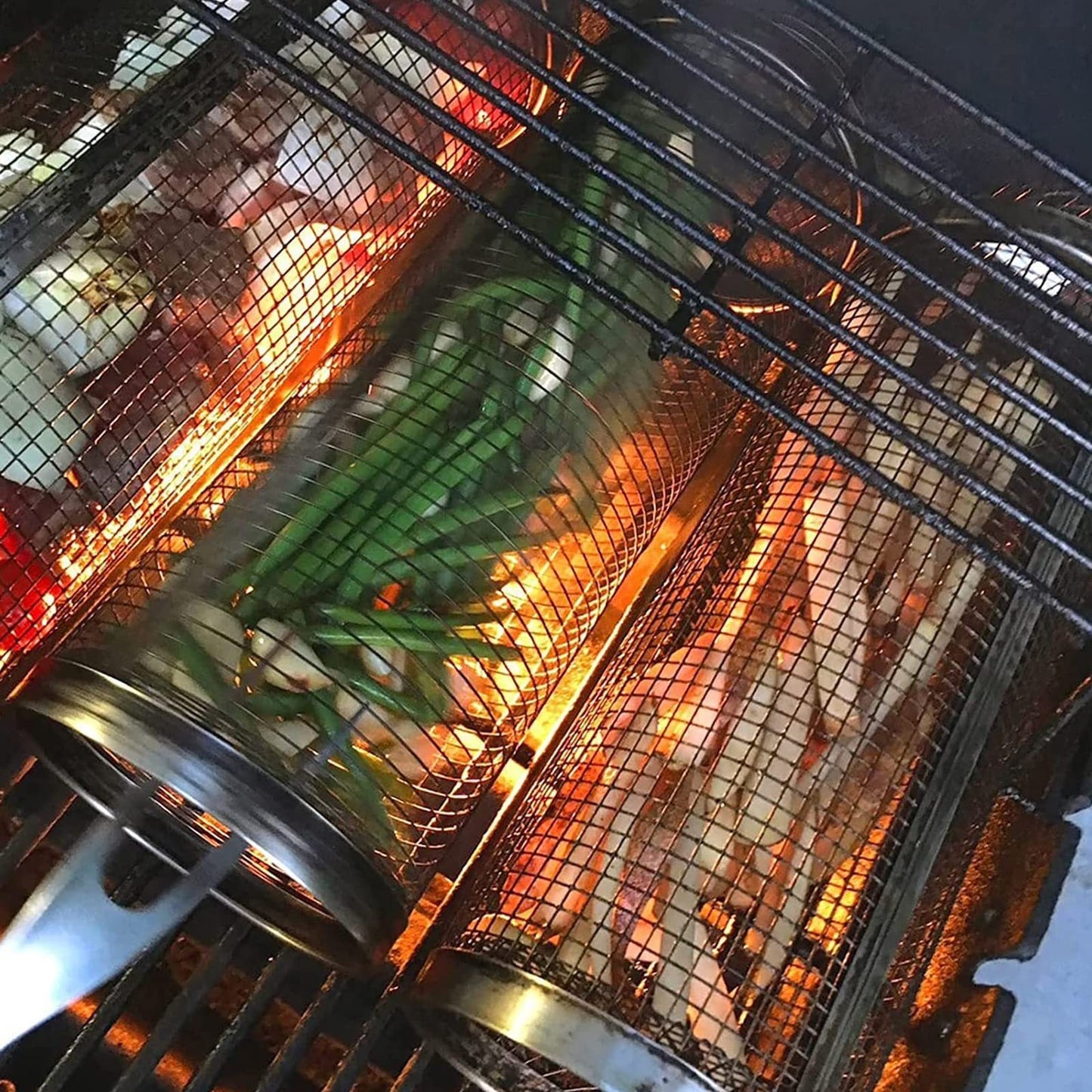 Portable Rolling Grill Baskets for Outdoor Grill