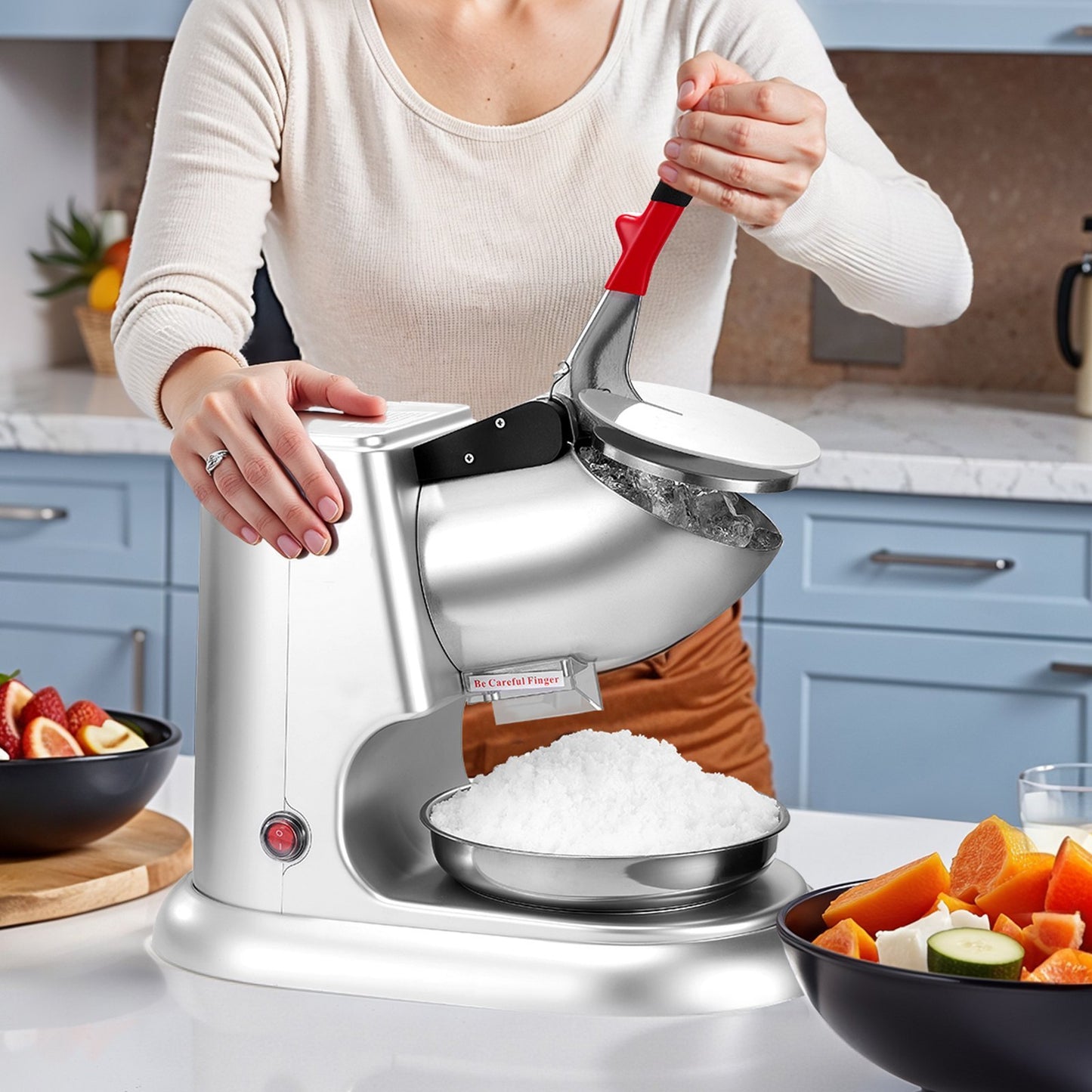 Commercial Ice Crusher 220LBS H Electric Snow Cone Maker Shaved Ice Silver