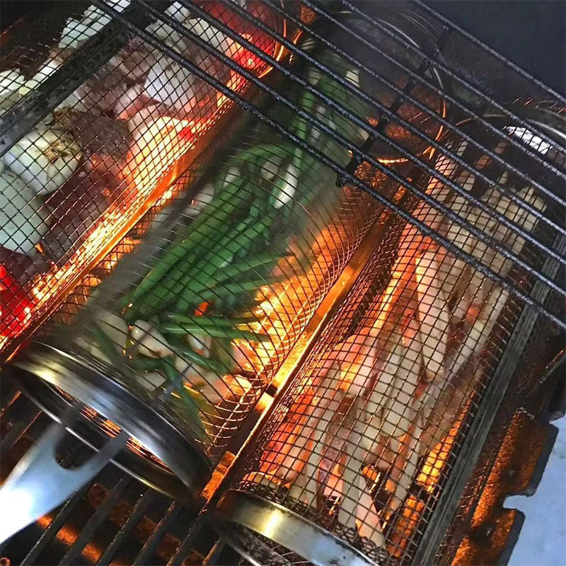 Portable Rolling Grill Baskets for Outdoor Grill