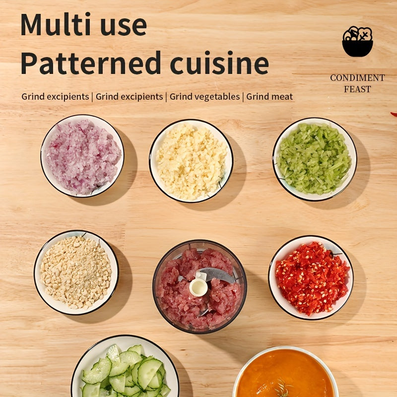 Multifunctional Food Processor - Cordless Electric Meat & Vegetable Grinder, Chopper, Meat Grinder, Dicer - Portable Mini Food Machine