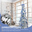 7 FT Snow Flocked Pre-lit Artificial Pop Up Christmas Tree With 200 Warm Lights And Blue & Silver Ornaments For Home Office Store Holiday Deco