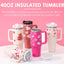 40 Oz Tumbler With Handle Straw Insulated, Stainless Steel Spill Proof Vacuum Coffee Cup Tumbler With Lid Tapered Mug Gifts For Valentine Lover Suitable For Car Gym Office Travel