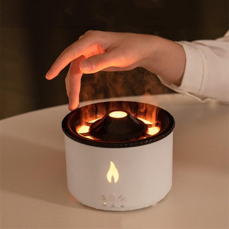 New Creative Ultrasonic 6Oil Humidifier Volcano Aromatherapy Machine Spray Jellyfish Air Flame Humidifier Diffuser