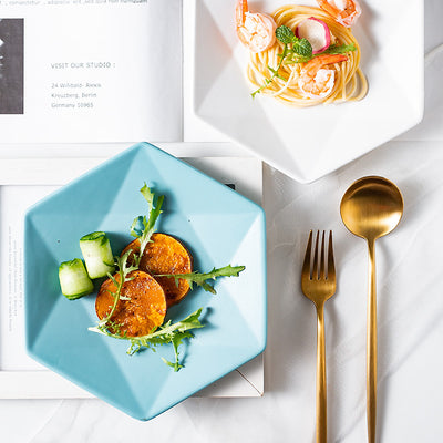 Nordic Style Hexagon Ceramic Plate Dinner Plates