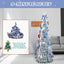 7 FT Snow Flocked Pre-lit Artificial Pop Up Christmas Tree With 200 Warm Lights And Blue & Silver Ornaments For Home Office Store Holiday Deco