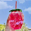 500ml Kawaii Strawberry Water Bottle with Straw, Strap & Pendant