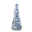 7 FT Snow Flocked Pre-lit Artificial Pop Up Christmas Tree With 200 Warm Lights And Blue & Silver Ornaments For Home Office Store Holiday Deco