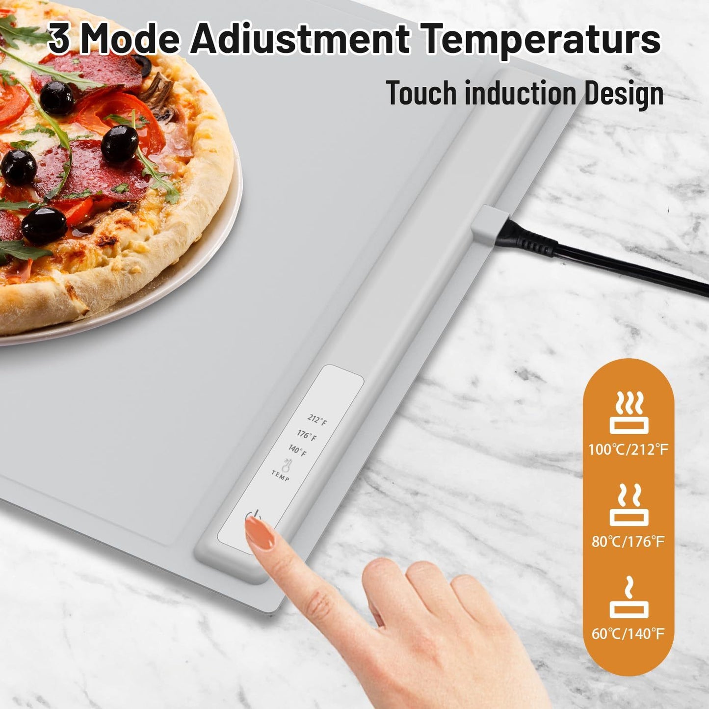 Food Warming Mat, Electric Warming Tray For Food, Foldable Warming Mat For Buffets Party And Daily Use, Silicone Heating Pad With 3 Temp Settings