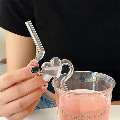 Love Heart Glass Straw For Cocktails | Bar Accessories | Kitchen Gadgets