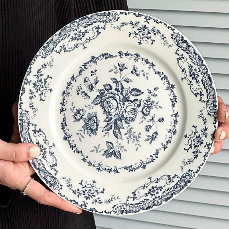 Vintage Floral Ceramic Dinner Plate for Elegant Dining & Serving
