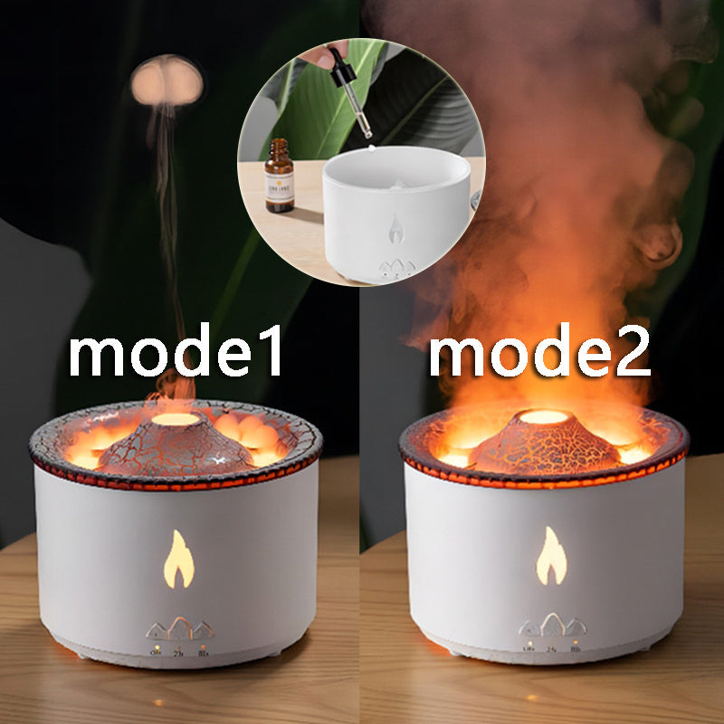 New Creative Ultrasonic 6Oil Humidifier Volcano Aromatherapy Machine Spray Jellyfish Air Flame Humidifier Diffuser