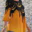 Halloween Pumpkin Print Flared Sleeve Crew Neck T Shirt