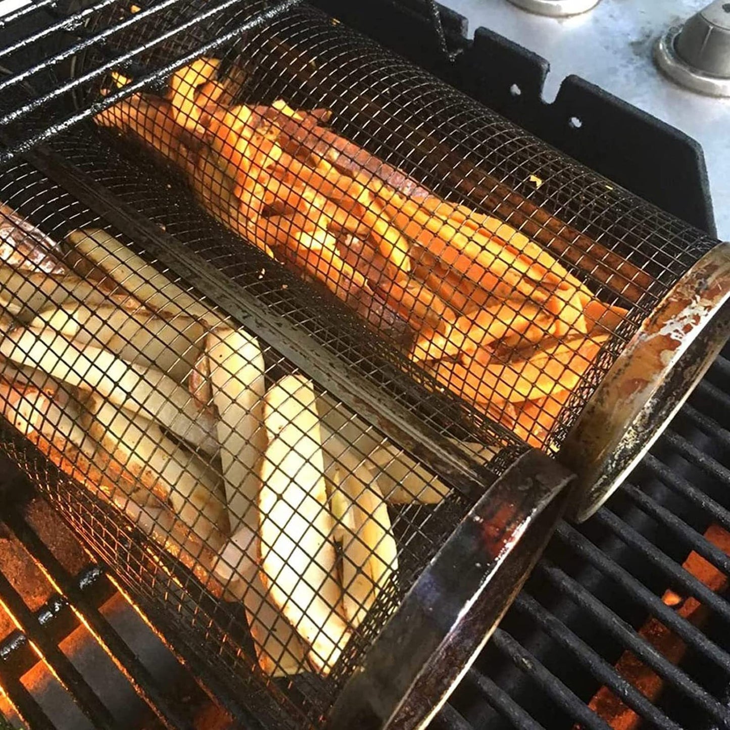 Portable Rolling Grill Baskets for Outdoor Grill