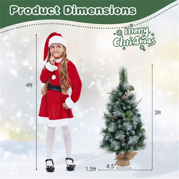 3 FT Pre-Lit Artificial Mini Christmas Tree