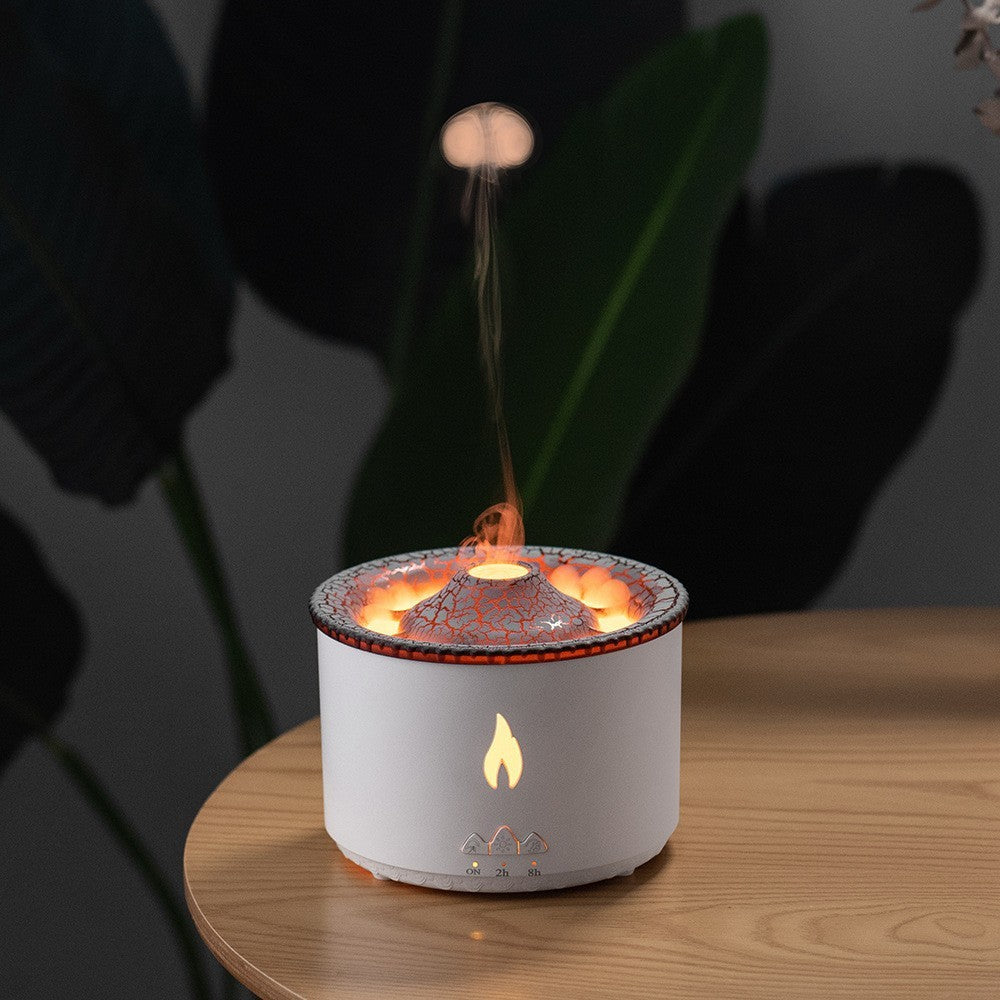 New Creative Ultrasonic 6Oil Humidifier Volcano Aromatherapy Machine Spray Jellyfish Air Flame Humidifier Diffuser