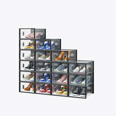 Black Small 18PCS 33x23x14cm Shoebox, Plastic, Grid, Free Combination