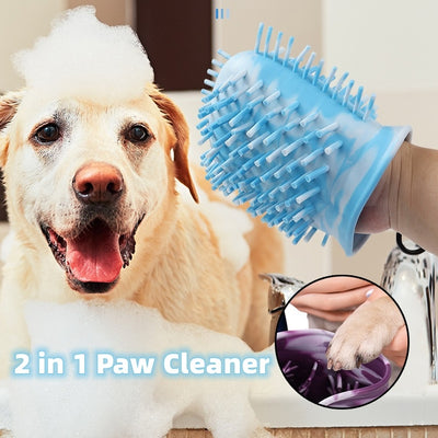 2 In 1 Dog Paw Cleaner Cup, Pet Foot Cleaning Washer Brush