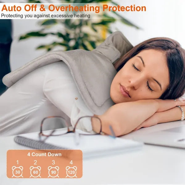 22.4x16.3in Large Weighted Heating Pad For Neck And Shoulders Electric Fast Heating Mat Neck Wrap Cushion Pain Relief