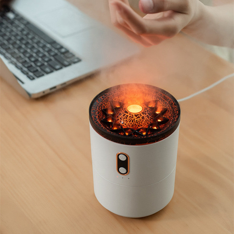 New Creative Ultrasonic 6Oil Humidifier Volcano Aromatherapy Machine Spray Jellyfish Air Flame Humidifier Diffuser