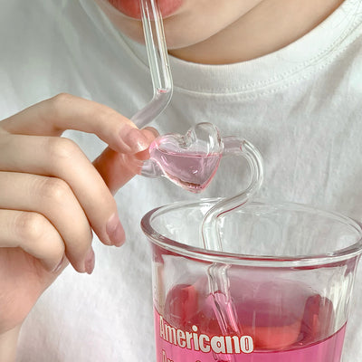 Love Heart Glass Straw For Cocktails | Bar Accessories | Kitchen Gadgets