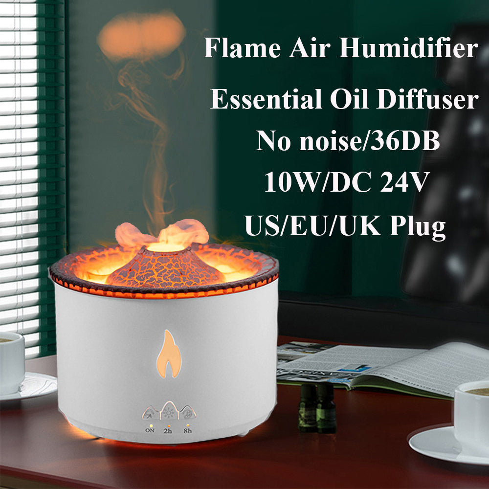 New Creative Ultrasonic 6Oil Humidifier Volcano Aromatherapy Machine Spray Jellyfish Air Flame Humidifier Diffuser