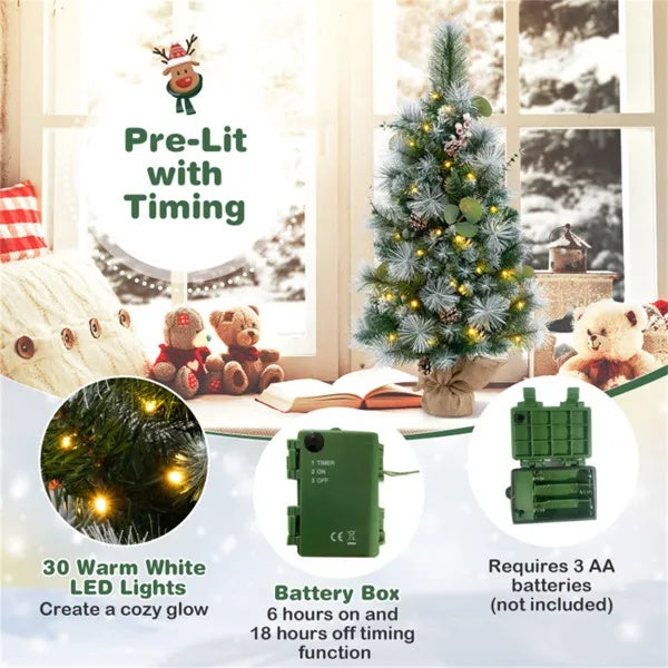 3 FT Pre-Lit Artificial Mini Christmas Tree